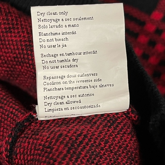 MEROKEETY Red Black Plaid Cotton Sweater M - Picture 9 of 9